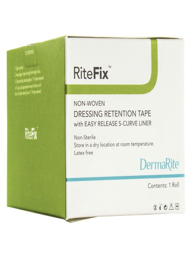 dermarite RiteFix Non-Woven Dressing Retention Tape - 1" x 11 yds - with Easy Release S-Curve Liner for Convenient Application, Moisture and Air Permeable, Hypoallergenic Adhesive, Non Sterile, Latex Free - Image 2